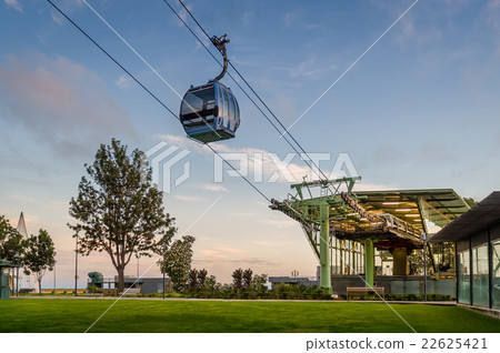 Cable way in Funchal view at sunset beautiful warm 22625421
