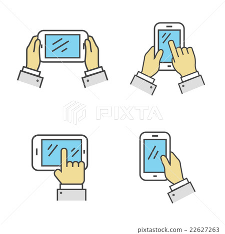 Set of Phone in Hand Isolated Sign 22627263