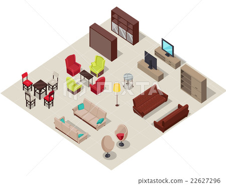 Furniture Set Isometric Design - Stock Illustration [22627296] - PIXTA