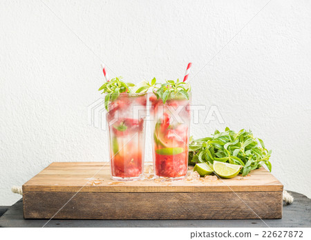 Strawberry mojito summer cocktails with mint and 22627872