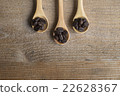 coffee bean Spoon on a wooden table 22628367