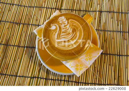 Cup of cappuccino coffee on wood background 22629008