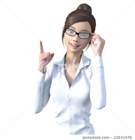 Glasses women's office perming3DCG illustrations material 22631476