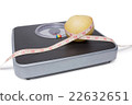 close up of scale, tape and Chinese pear isolated 22632651