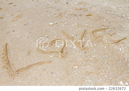 love message written in sand at beach love message written in sand at beach 22632672