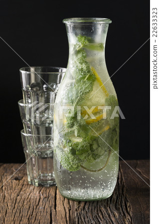 A bottle of soda and glasses. A bottle of soda and glasses. 22633323