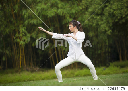 Chinese woman doing Tai Chi outdoors. Chinese woman doing Tai Chi outdoors. 22633479