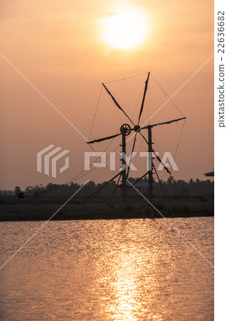 Sunset view wind wheel in Thailand Sunset view wind wheel in Thailand 22636682