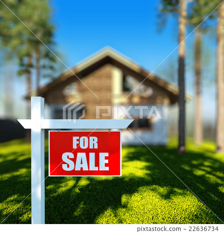 Home For Sale sign in front of chalet house. 22636734