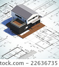 Drawing and layout modern minimalist house. 22636735