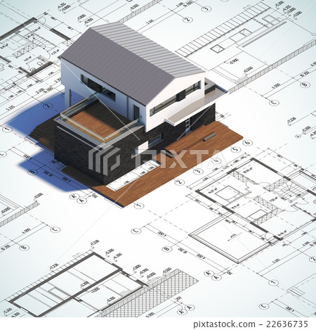 Drawing and layout modern minimalist house. 22636735