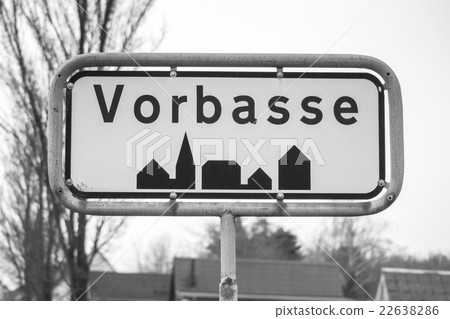 Vorbasse city sign in black and white 22638286