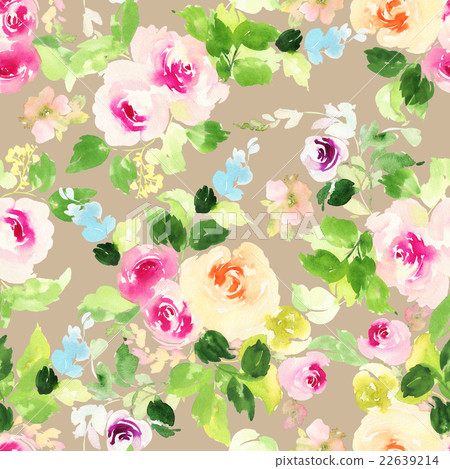 Seamless pattern with flowers watercolor - Stock Illustration [22639214 ...