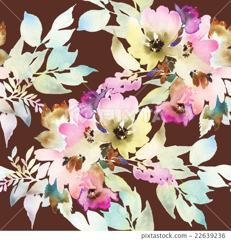 Seamless pattern with flowers watercolor - Stock Illustration [22639236 ...