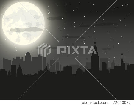 Silhouette of the city and night sky - Stock Illustration [22640082 ...