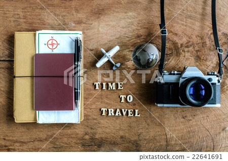 Notebook with map, passport and camera 22641691