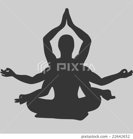 Indian yogi textured Silhouette with linear Indian yogi textured Silhouette with linear 22642652