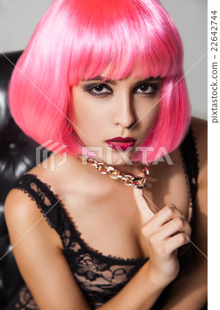 Beautiful model in pink wig 22642744