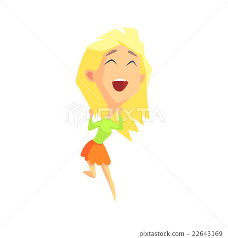 Cute Blond Female Character Rejoicing 22643169