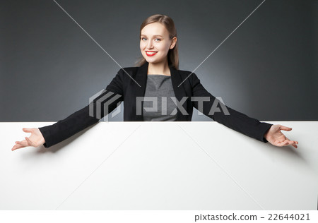 Portrait of confident woman with red lips and wide Portrait of confident woman with red lips and wide 22644021