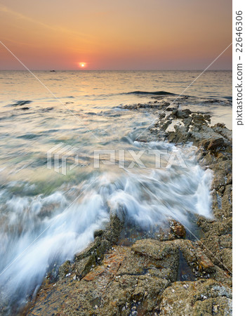 Seascape of Khao Lak Beach at sunset, Thailand 22646306