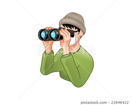 A man with suspicious sunglasses looking through binoculars 22646422