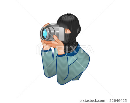 A man with a suspicious mask with a camera A man with a suspicious mask with a camera 22646425