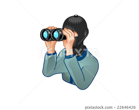 A man with a suspicious mask with a binocular telescope 22646426