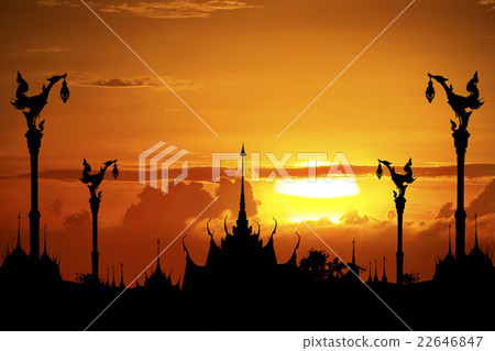 thai temple in silhouette thai temple in silhouette 22646847