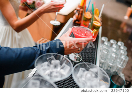 ice Tube in the bucket. coctail party.  22647100