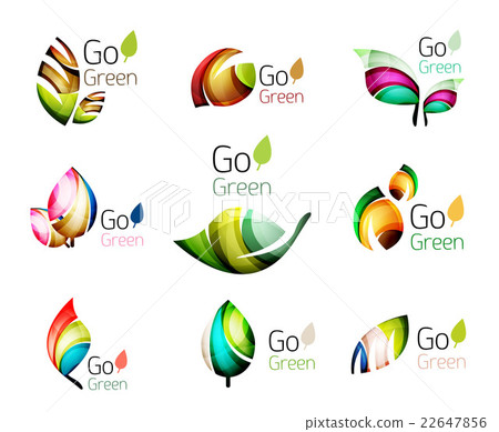 Green nature leaf vector concept icon set - Stock Illustration ...