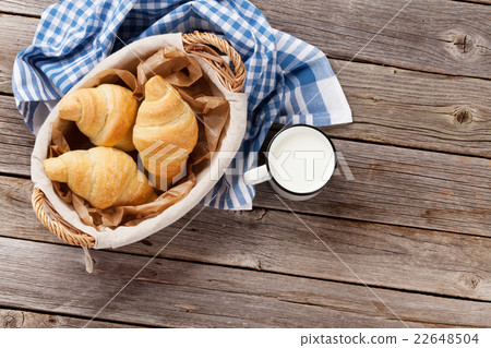 Fresh croissants and milk 22648504