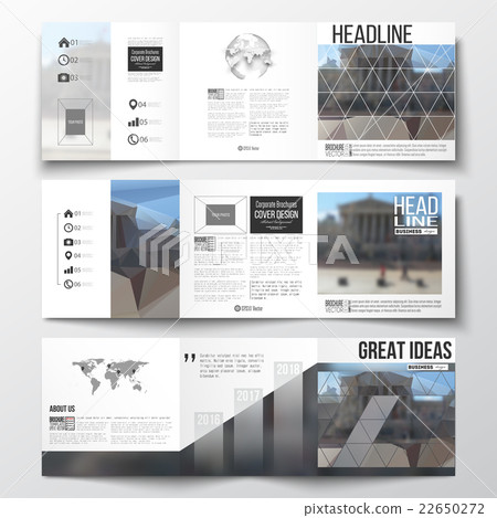 Set of tri-fold brochures, square design templates 22650272