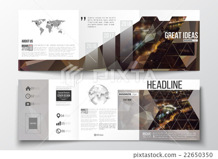 Set of tri-fold brochures, square design templates 22650350