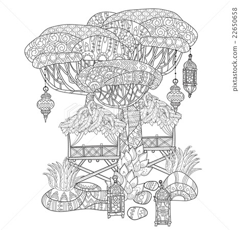 Hand drawn doodle outline tropical tree 22650658