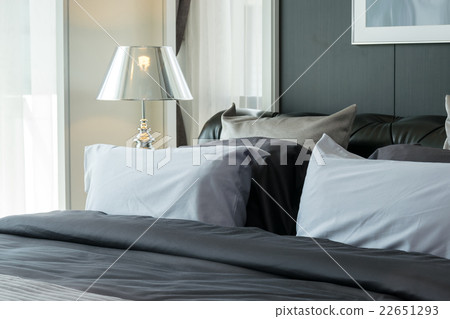 modern luxury bedroom with pillows and lamp modern luxury bedroom with pillows and lamp 22651293