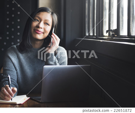 Beautiful Woman Home Office Lifestyle Concept Beautiful Woman Home Office Lifestyle Concept 22651872