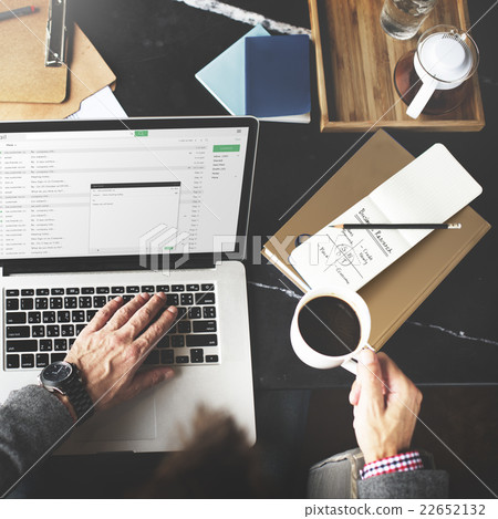 Businessman Using Laptop Working Thinking Concept 22652132