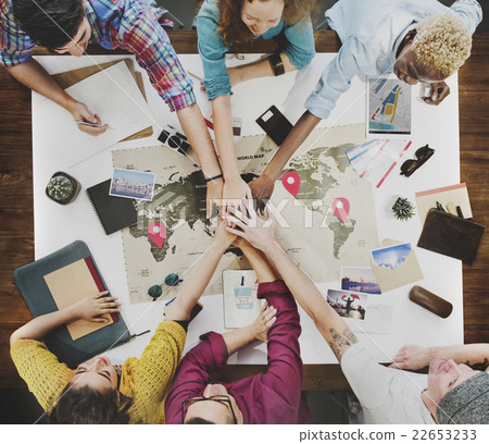 Teamwork Support Travel Jouney Planning Concept Teamwork Support Travel Jouney Planning Concept 22653233