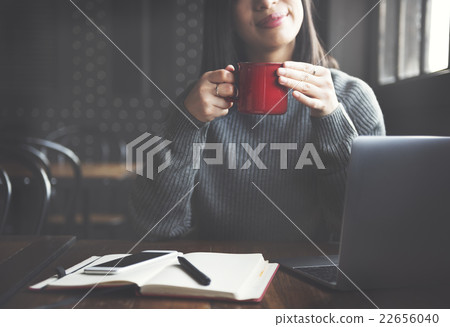 Beautiful Woman Home Office Lifestyle Concept Beautiful Woman Home Office Lifestyle Concept 22656040