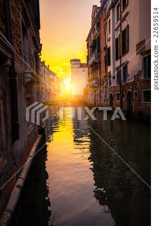 One of the Venetian streets at sunset, Italy One of the Venetian streets at sunset, Italy 22659514