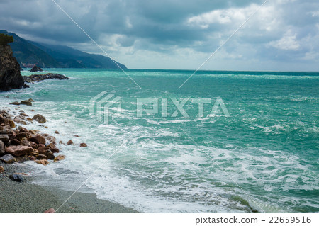 Rocky sea coast. Ligurian sea Rocky sea coast. Ligurian sea 22659516