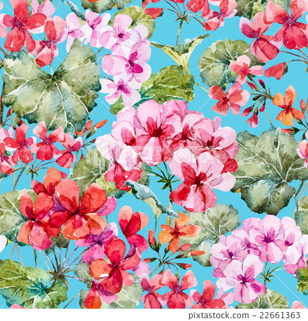 Watercolor geranium pattern 22661363