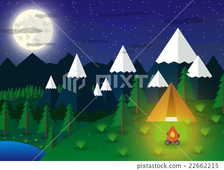 Summer Campsite with a campfire Summer Campsite with a campfire 22662215