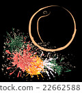 Colored outline of peach with blots, vector 22662588