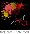 Colored outline of cherry with blots, vector 22662591