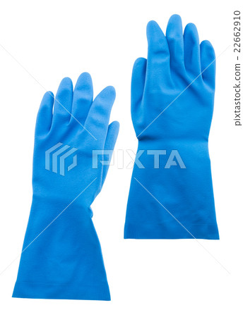 blue rubber gloves isolated on white background blue rubber gloves isolated on white background 22662910