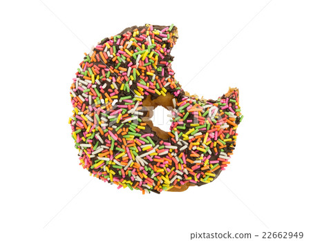 bitten chocolate donut isolated on white backgrou 22662949