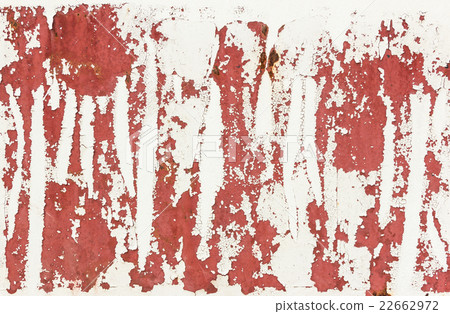 painted white cracked on red metal wall 22662972