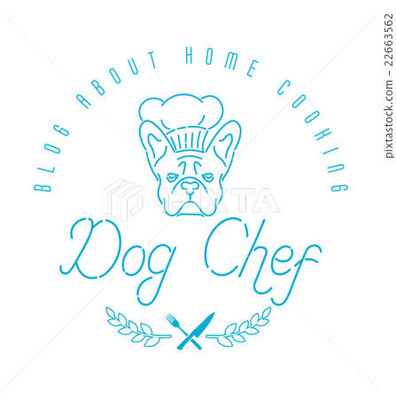 Logo with french bulldog in chef's hat and twigs 22663562